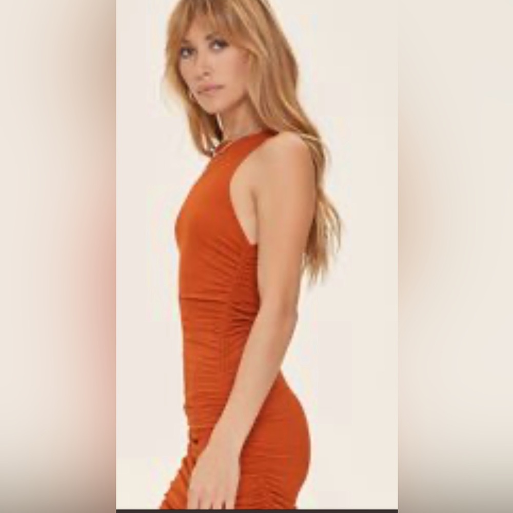 rouged knit orange dress